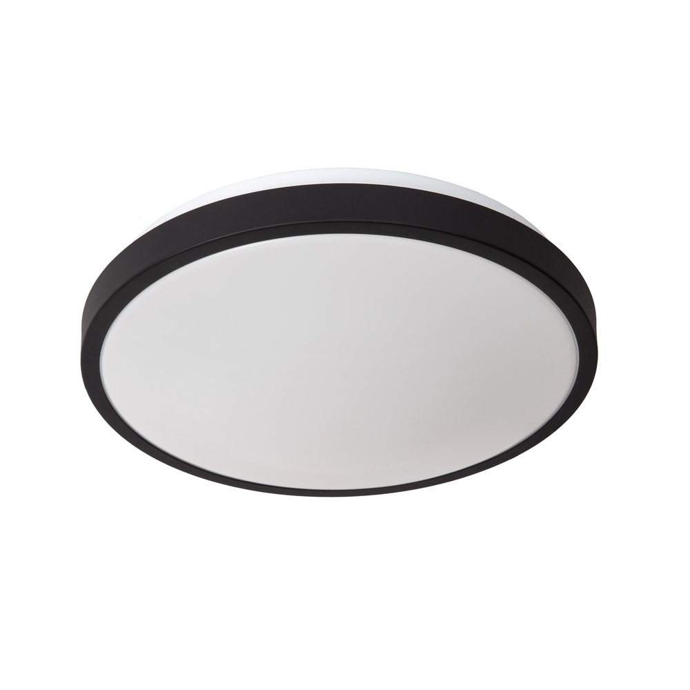 Lucide Zwarte plafonniereDasher Ø 34,8cm IP44 voor badkamer - 79110/35/30